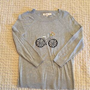 LOFT Gray Sweater with Bicycle Design